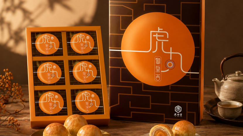 The revived 虎丸御皇吉 box is displayed with individually wrapped pastries.